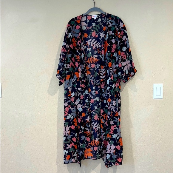 Women’s LULAROE Shirley floral graphic open front cardi top size Large - Picture 1 of 6